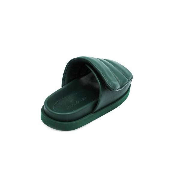 NEW GIA BORGHINI women's gia 3 padded leather slides in cliff green - Picture 5 of 5